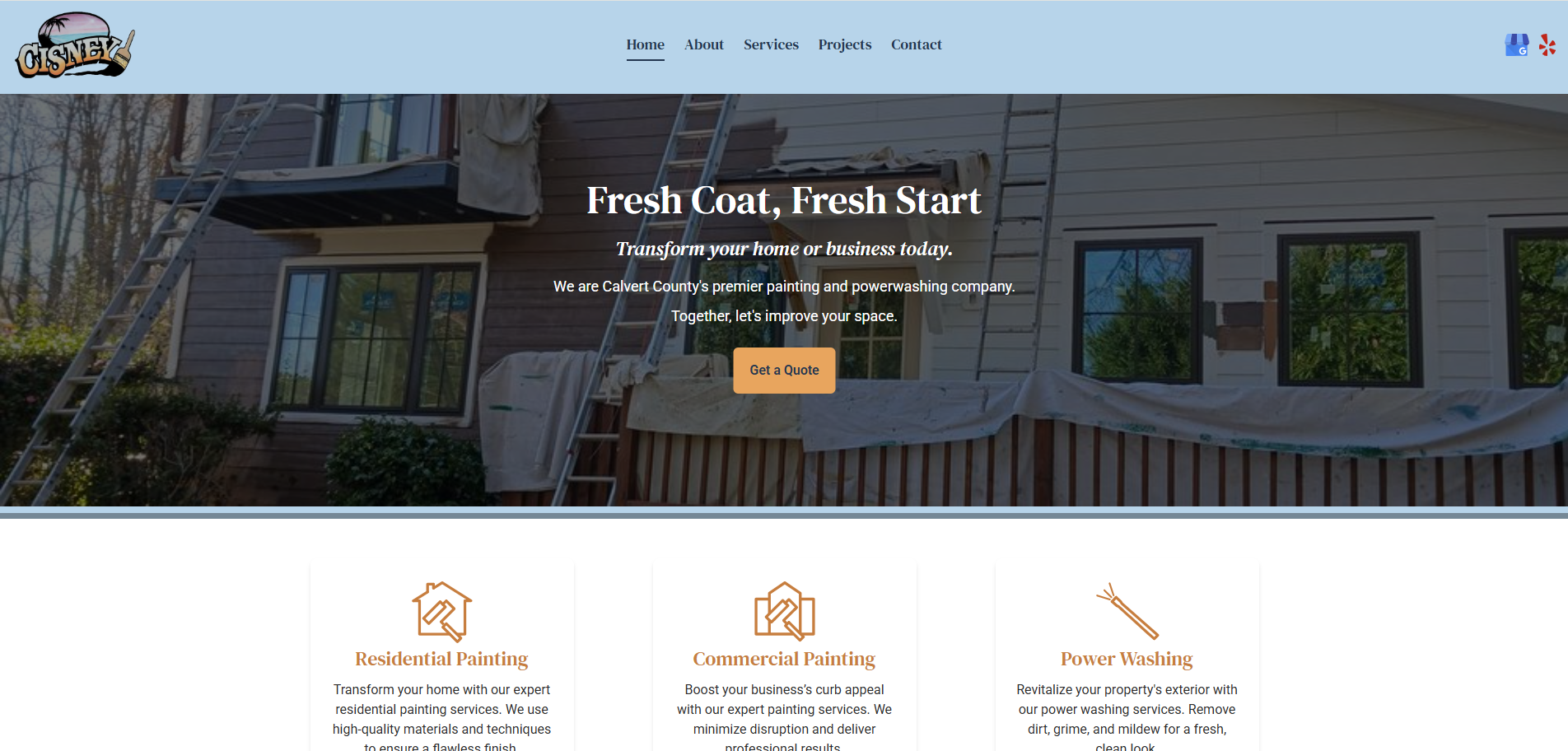 Cisney Painting & Power Washing website screenshot